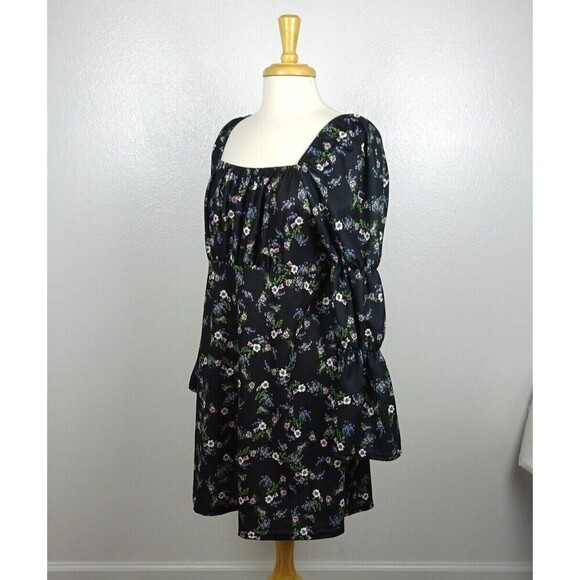 ASOS DESIGN Curve Dress Mini Tea Bubble Ruched Sleeves Smocked Style Plus 14 - Picture 4 of 12